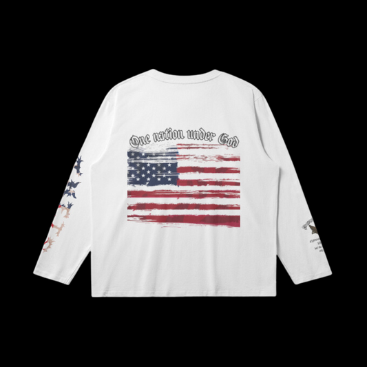 "One Nation Under God" - Premium Long Sleeve - White